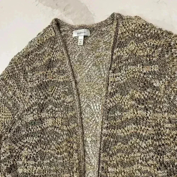 Dress Barn LongLine Knit Open Front Cardigan Tan/Brown 3/4 Sleeve Womens Plus 3X - Picture 4 of 7